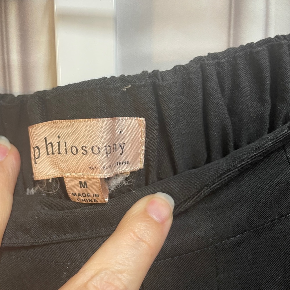 Philosophy Black Elastic-Waist Wide Leg Size Medium Pants - Picture 7 of 9